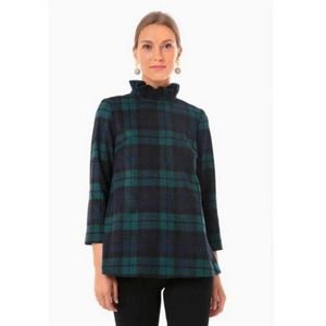 Tuckernuck Blackwatch Plaid Faye Blouse Wool Blend Womens Large New Tartan